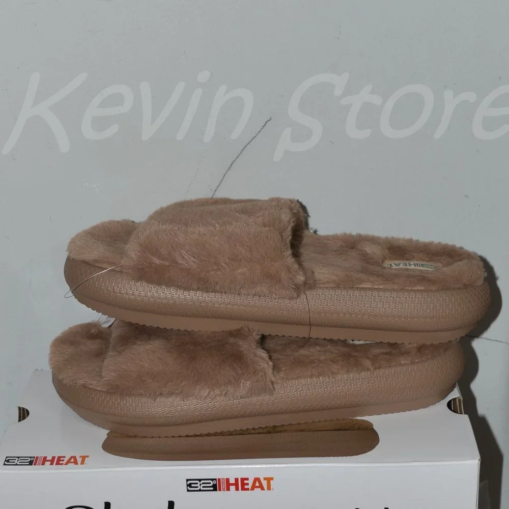 Brown 32 Degrees Plush Lined Unisex Sizing Slide‎